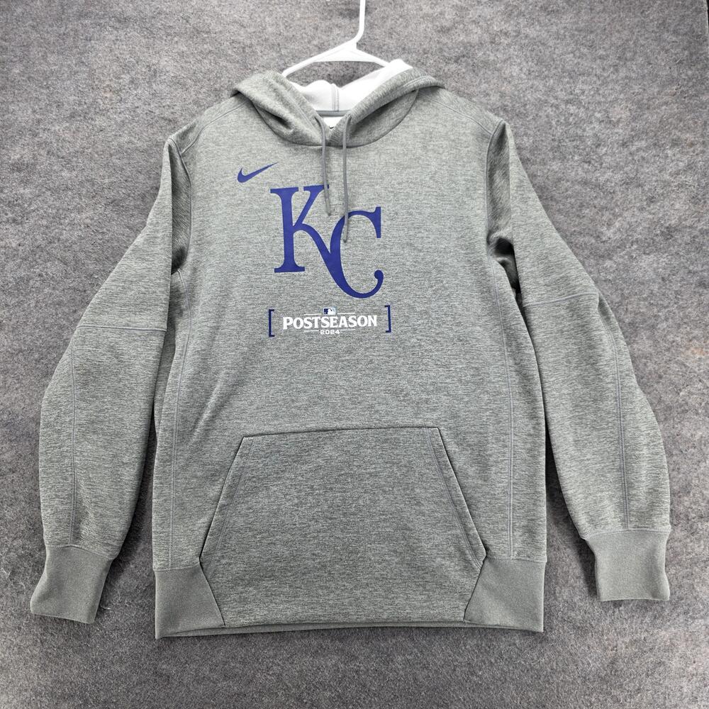 Nike Hoodie Mens M Gray Pullover Hooded Pockets Postseason KC Baseball 2024